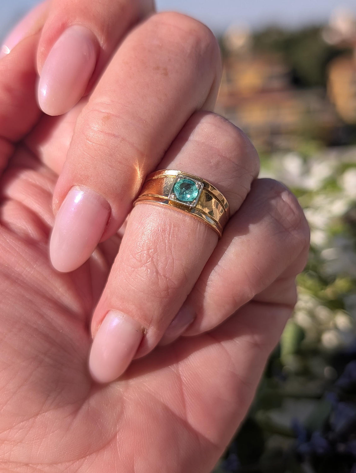 Vintage 1940s Natural Emerald Engagement Ring 14k Solid Yellow Gold Hungarian Hallmarked Solitaire Fine Jewelry Gift for Her