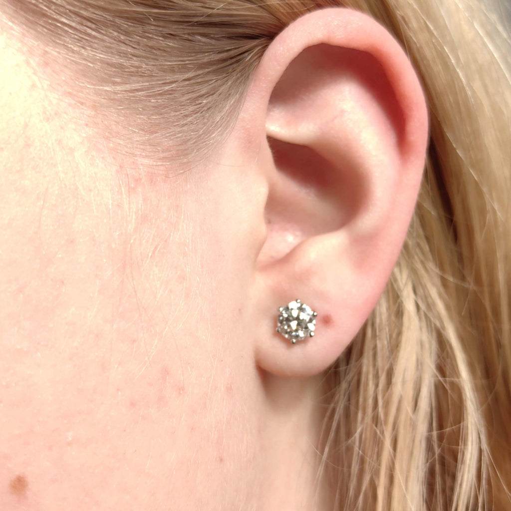 2.04CT Lab Diamond 18k White Gold Stud Earrings: Elegant Solitaire
