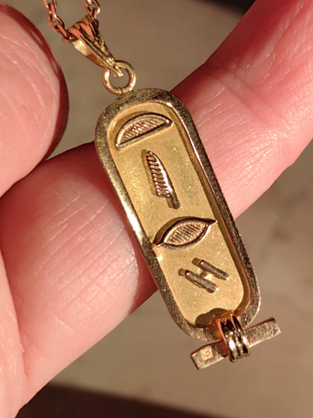 Vintage 18K Gold Egyptian Revival Hieroglyph Pendant Charm