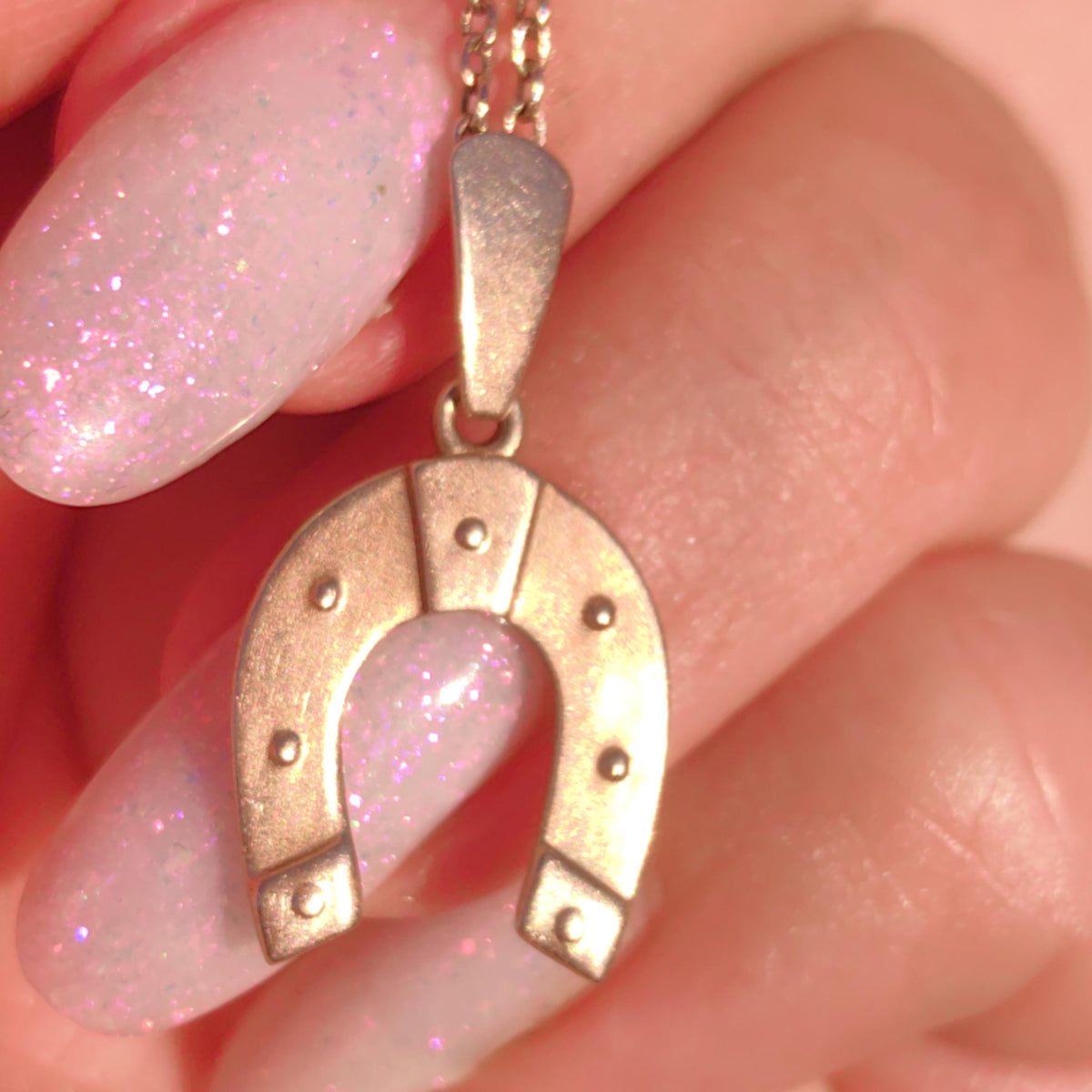 Antique 14k Champagne Gold Horseshoe Pendant: Equestrian Luck Charm