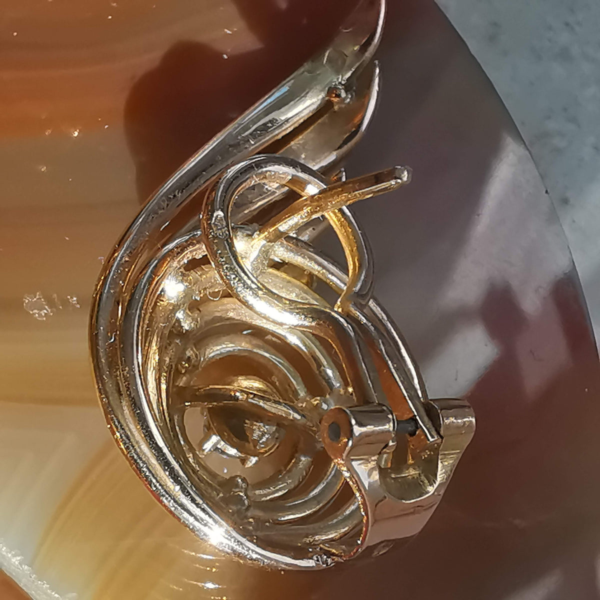 Late Art Deco 1940s 18k Solid Yellow Rose Champagne Gold Diamond Vintage Antique Retro Earrings Asymmetrical Geometric Earrings Gift