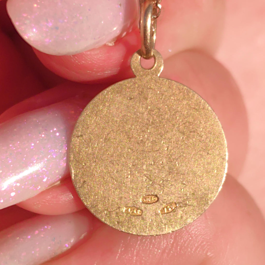 Vintage 18k Gold Cupid Angel Pendant: Religious Catholic Charm