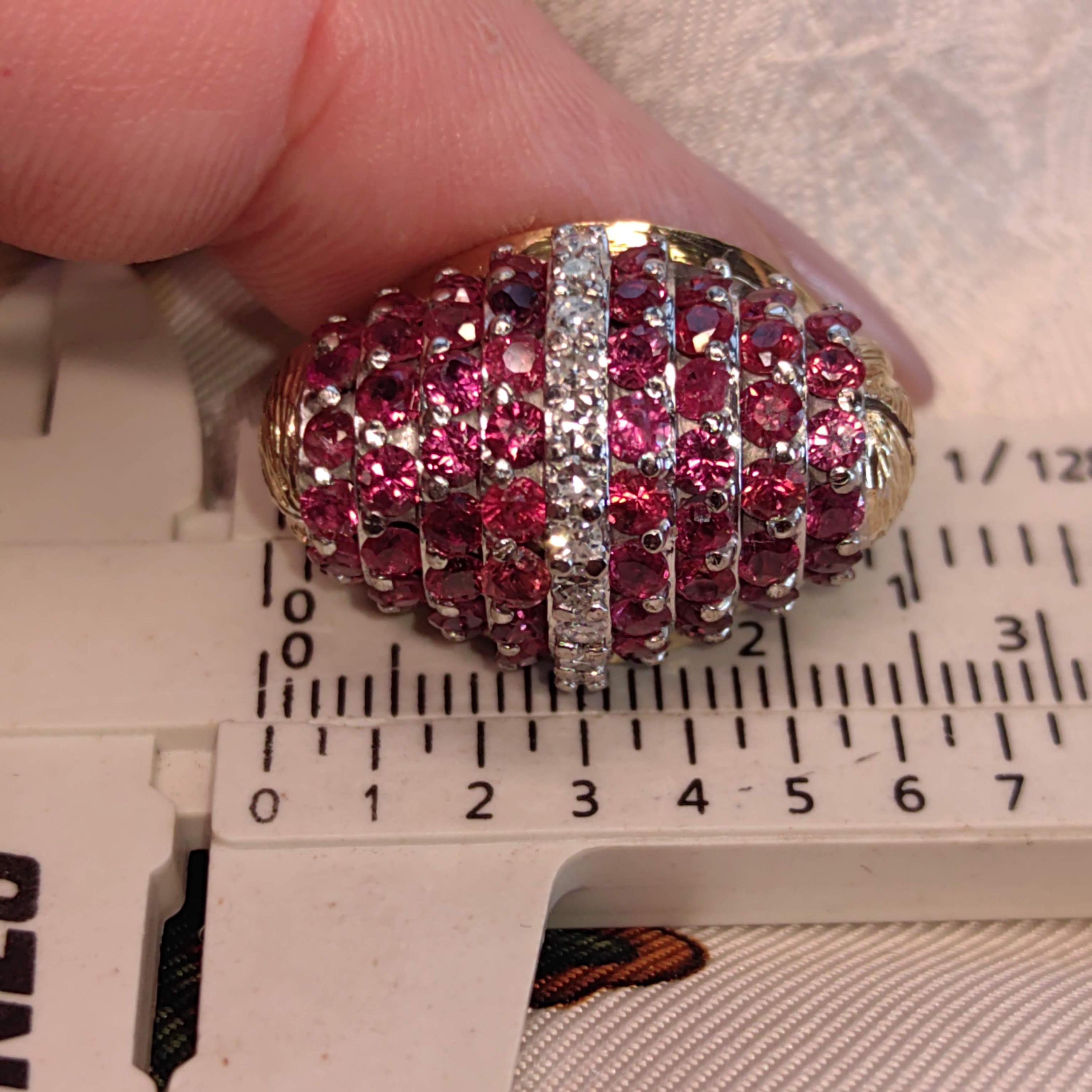 Art Deco 1930s  Natural Raspberry Red Ruby and Diamond Large Statement Elegant Vintage Antique Tank Ring Gift for Her Present