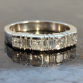 Princess and Baguette Cut Diamond Half Eternity 14k Solid White Gold Engagement Band Ring