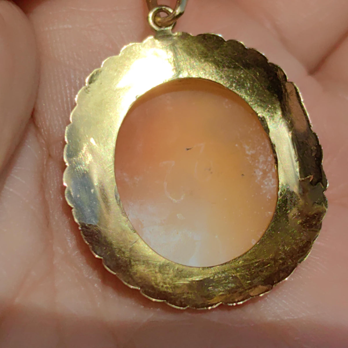 Victorian 18k Gold Shell Cameo Brooch Pendant: Angel, Hope & Faith