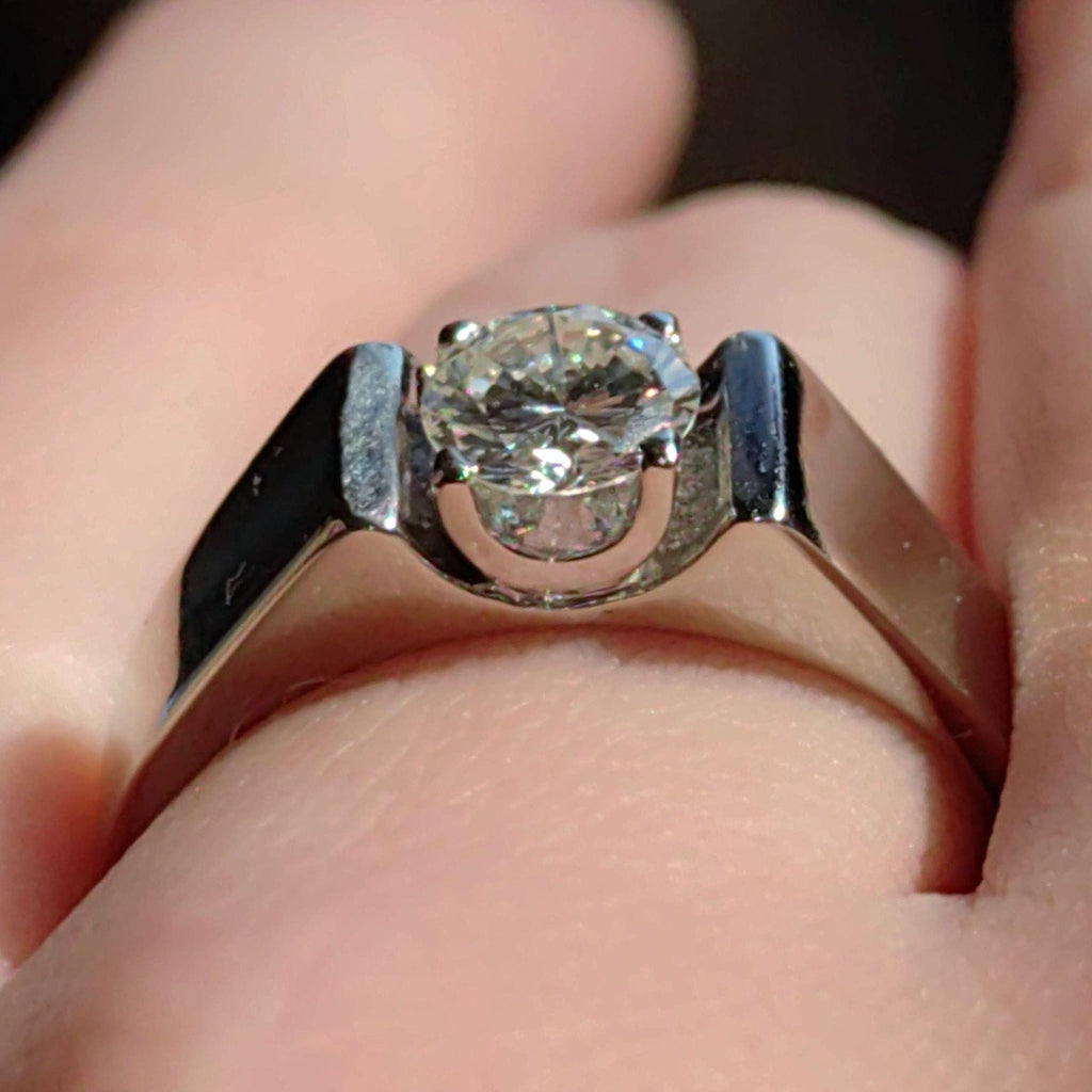 0.8 ct. Diamond Solitaire Hallmarked 18k 750 Solid White Gold Statement Unisex Ring for Men, Big Diamond Wedding Engagement Ring Gift