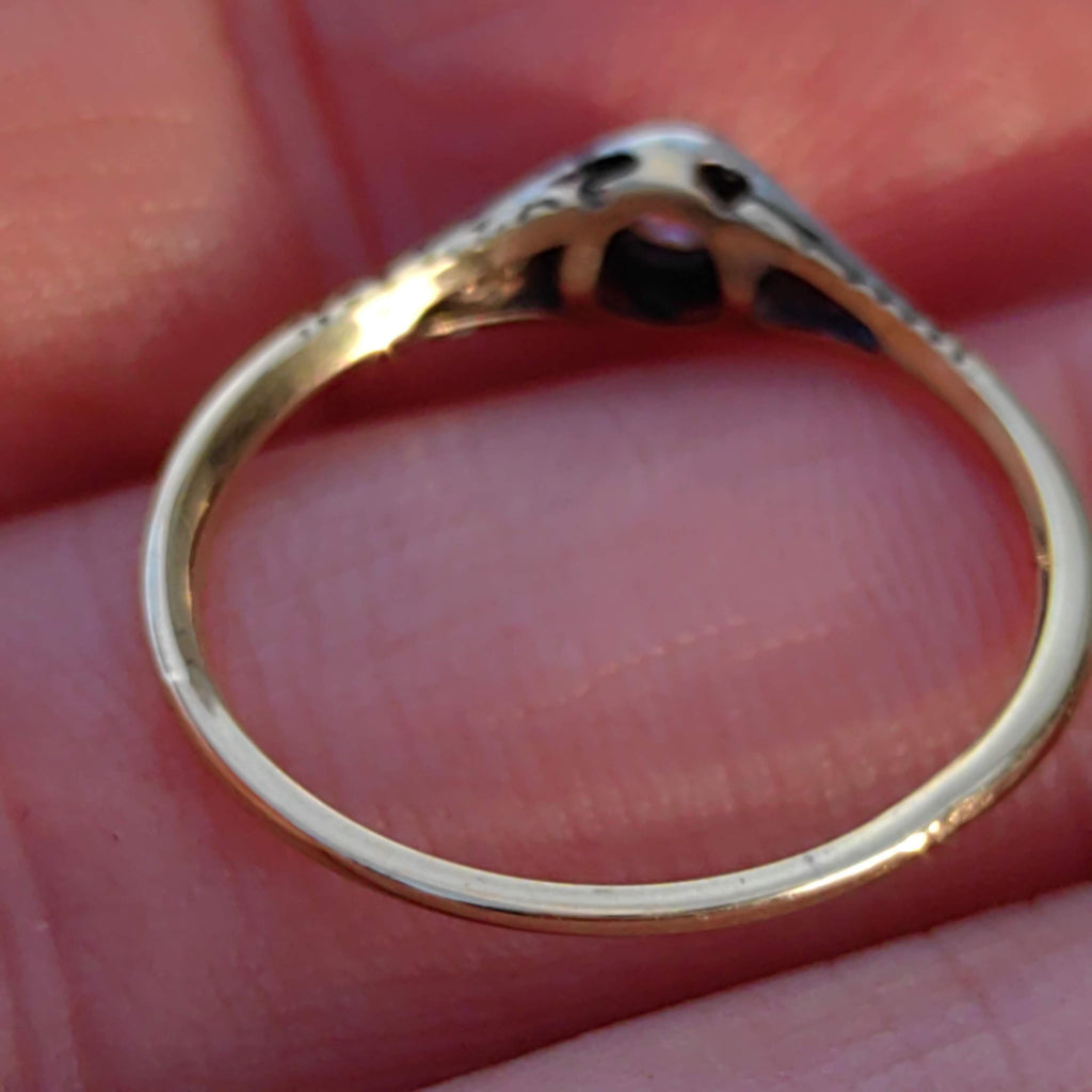Antique Solitaire Diamond Ring 14k Gold Art Nouveau 1900s Engagement Wedding Vintage Elegant Dainty Ring Gift for Her Present Silver Setting