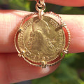 1793 Mexico 22K Gold Escudo Coin Pendant - 18K Gold Frame - King Charles IV