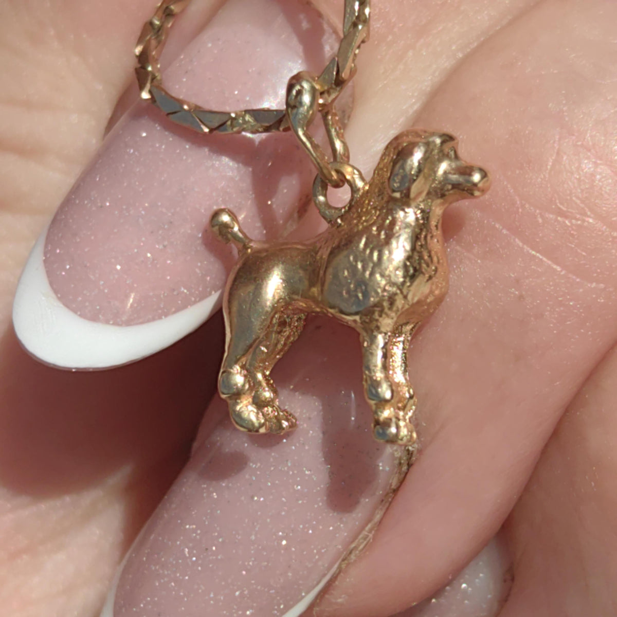 Vintage 18k Gold Poodle Pendant: Mid-Century Dog Charm