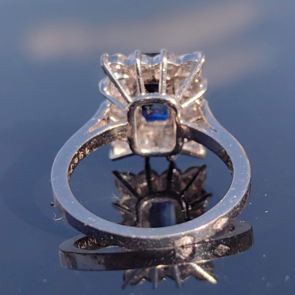 Vintage 18k White Gold Sapphire Diamond Ring - US 6