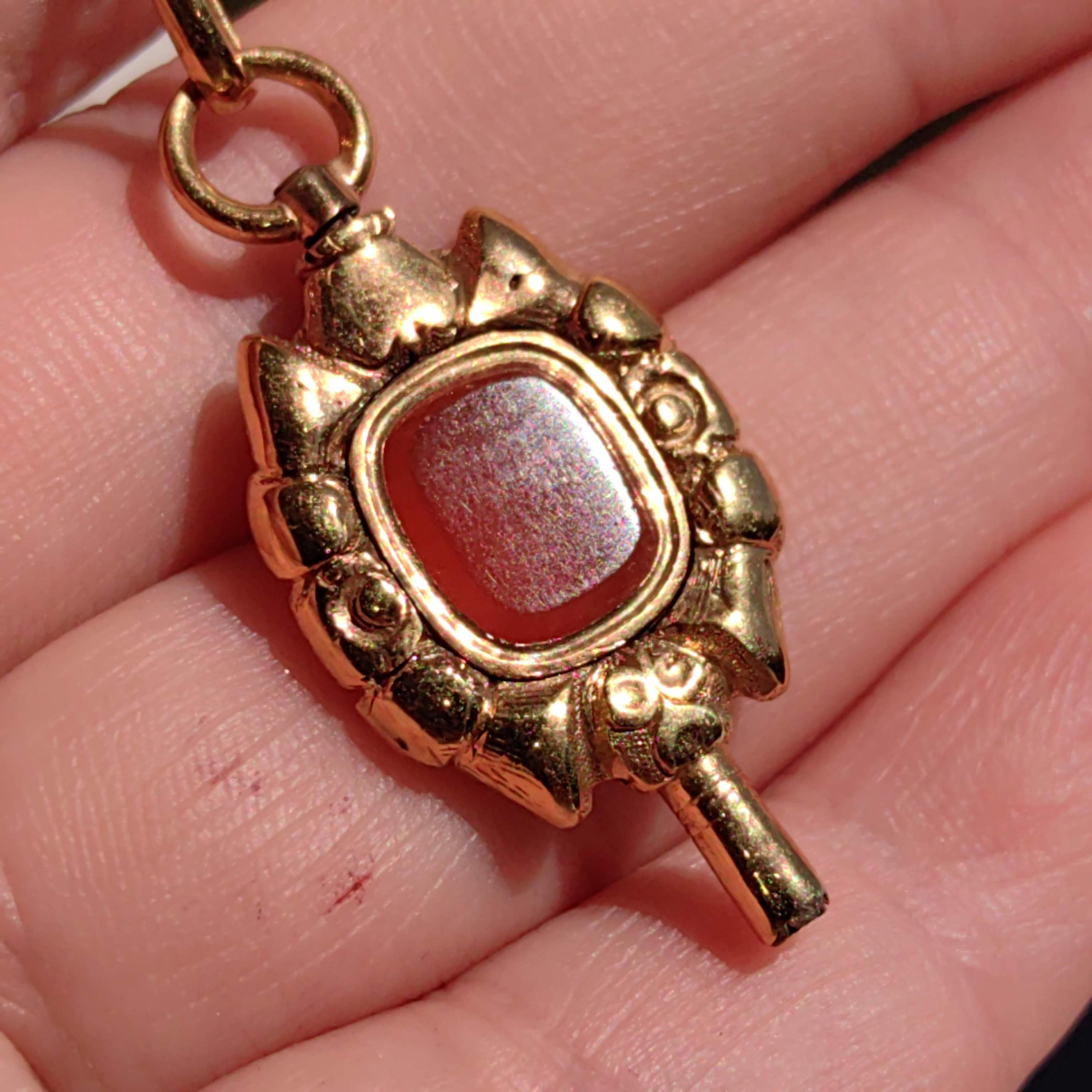 Antique 18k Yellow Gold Agate Pendant: 18th Century Pocket Watch Key Fob