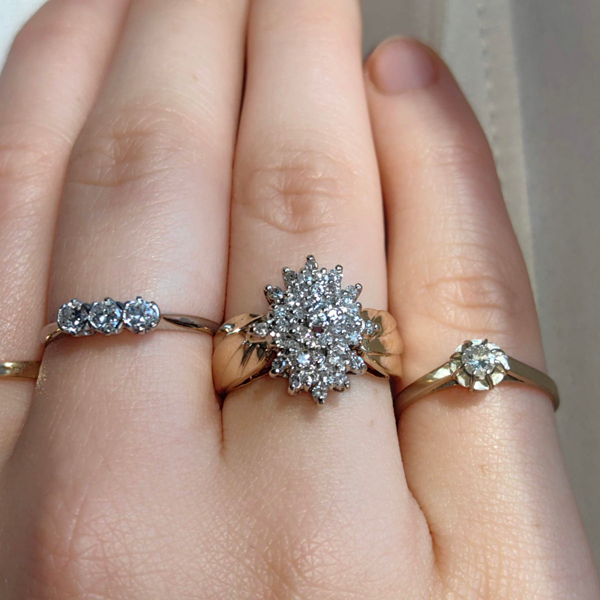 Diamond 18K Hallmarked Solid White Gold Vintage Engagement Wedding Solitaire Ring Gift for Her, Anniversary Present Promise Ring