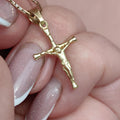 Vintage 14k Solid Yellow Gold Jesus Crucifix Cross Necklace Pendant Hand Chiseled Christian Catholic Latin Cross Charm Gift Present