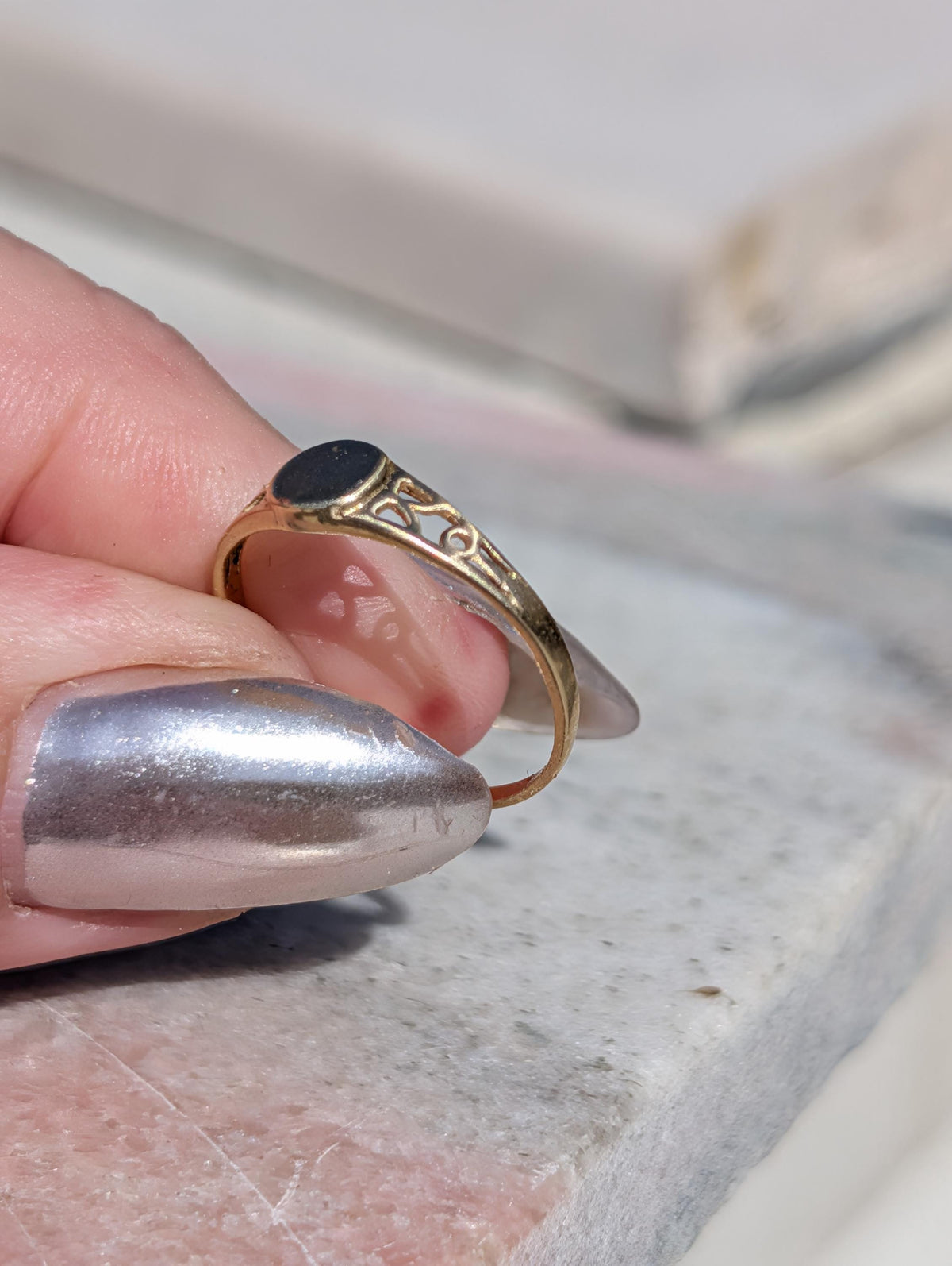 Mid Century 1950s 14k Yellow Gold Ring Band, Hallmarked Vintage Stackable Wedding Band, Dainty Minimalist Gold Ring US 7.5 Gift for Her