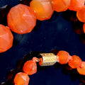 Antique Orange Agate Beaded Necklace: 14k Gold Amour Love Lock