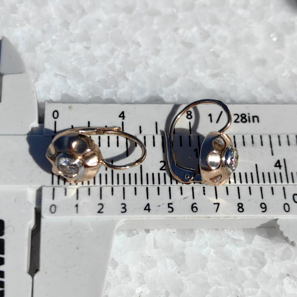 1940s Diamond 14K Gold Sleeper Earrings: Antique Buds