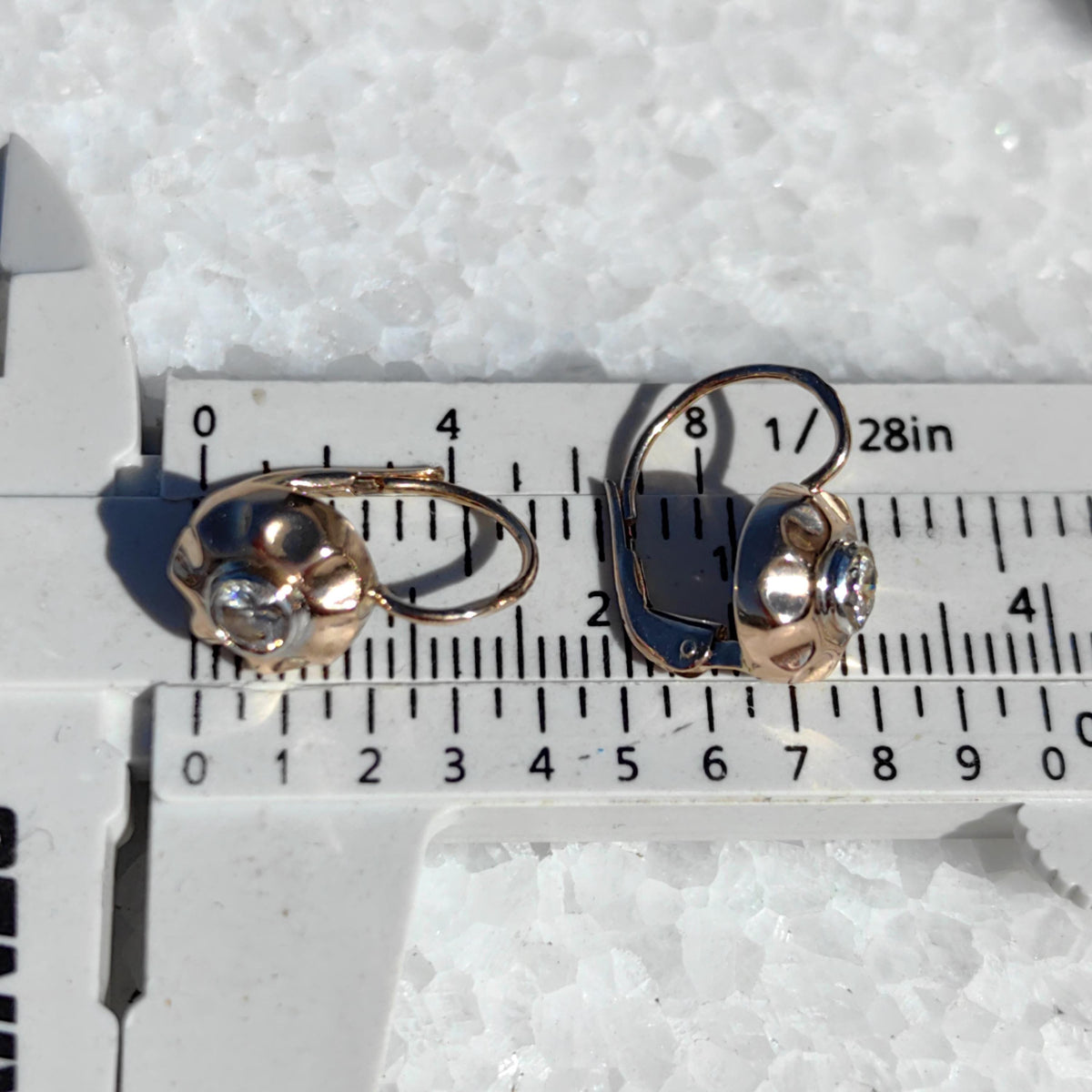 1940s Diamond 14K Gold Sleeper Earrings: Antique Buds