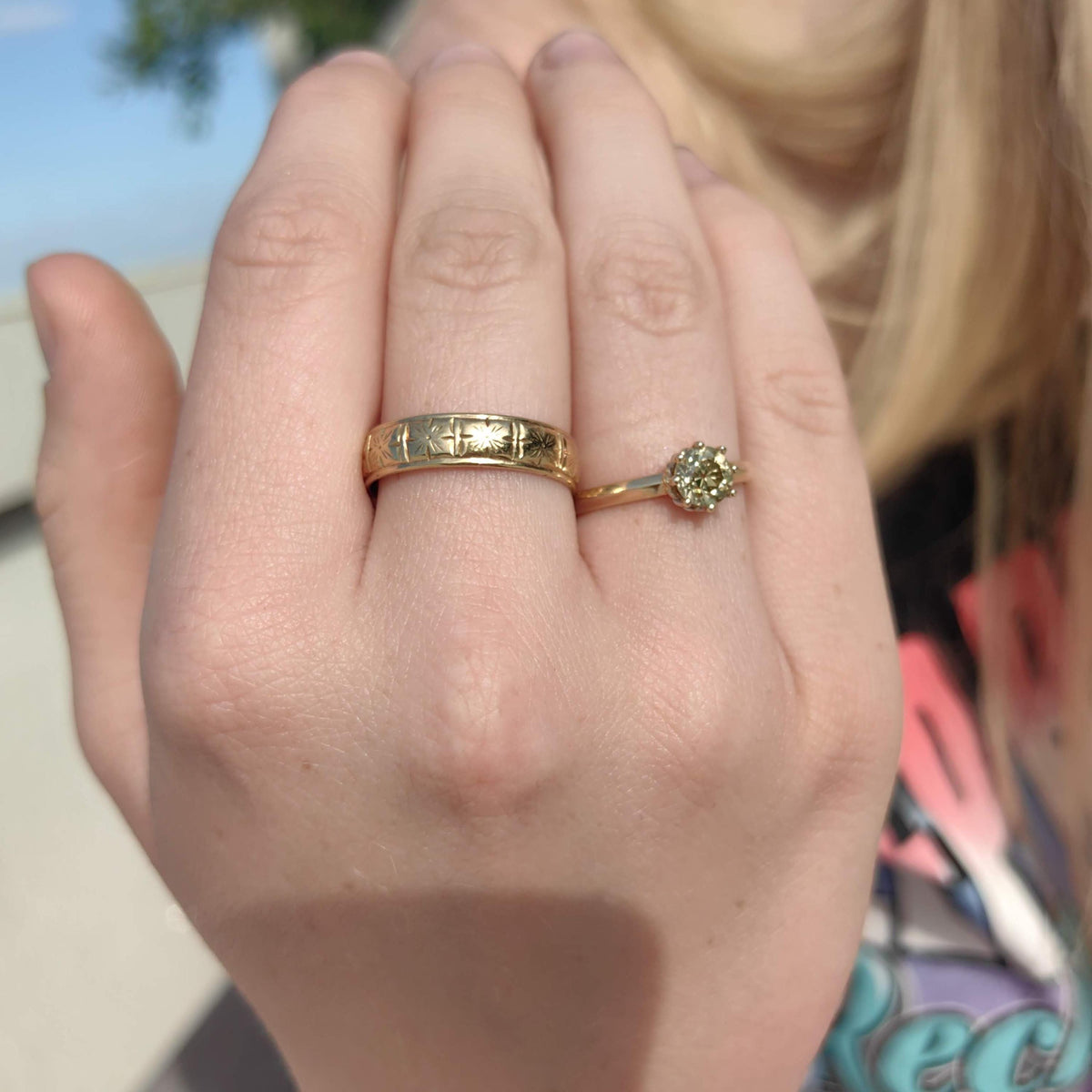 Vintage Mid Century 1950s Natural Fancy Yellow Diamond Solid 14k 585 Hallmarked Yellow Gold Engagement Wedding Solitaire Ring Gift for Her