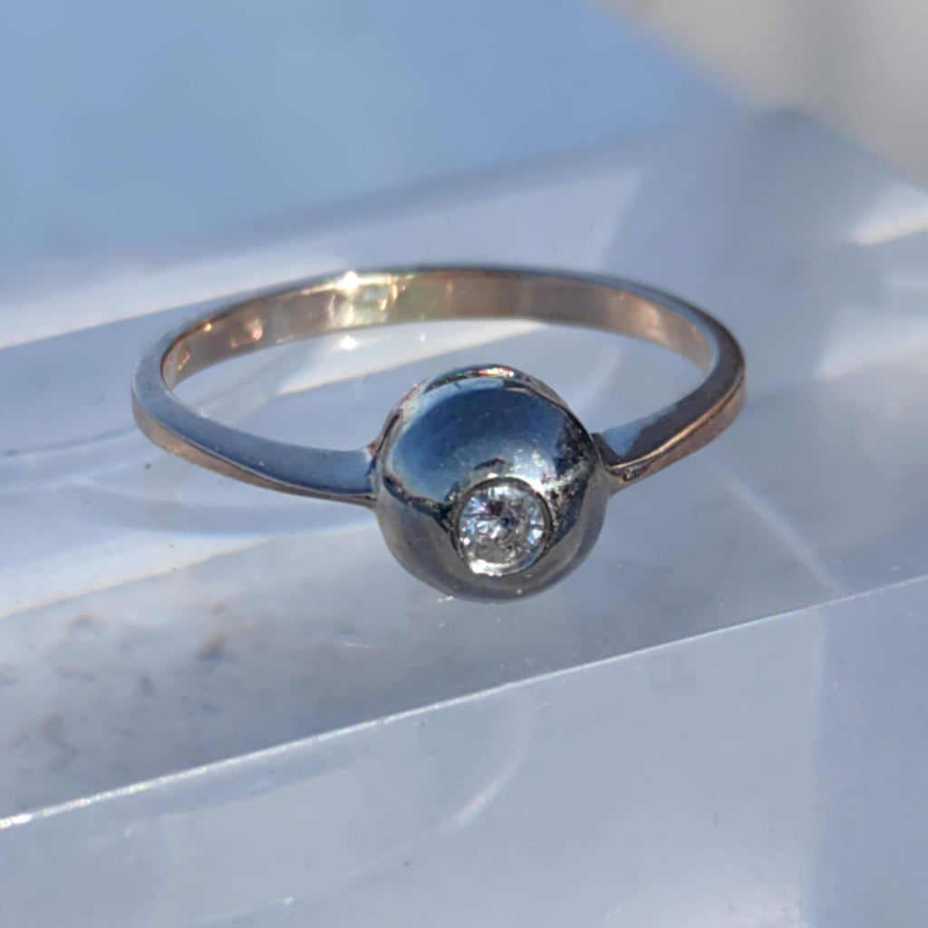 Vintage 14K Gold Diamond Solitaire Ring: Art Nouveau Engagement Ring