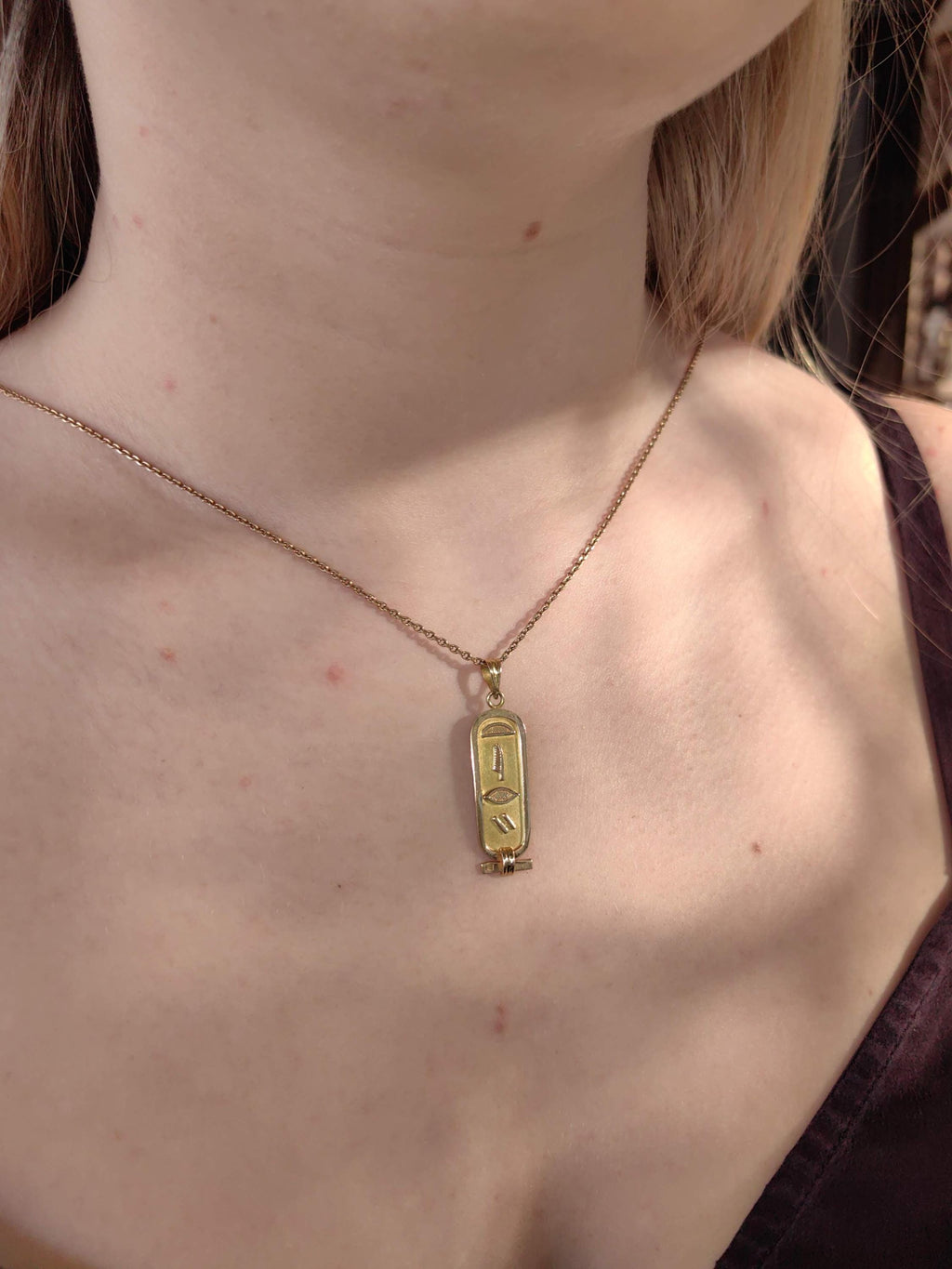 Vintage 18K Gold Egyptian Revival Hieroglyph Pendant Charm
