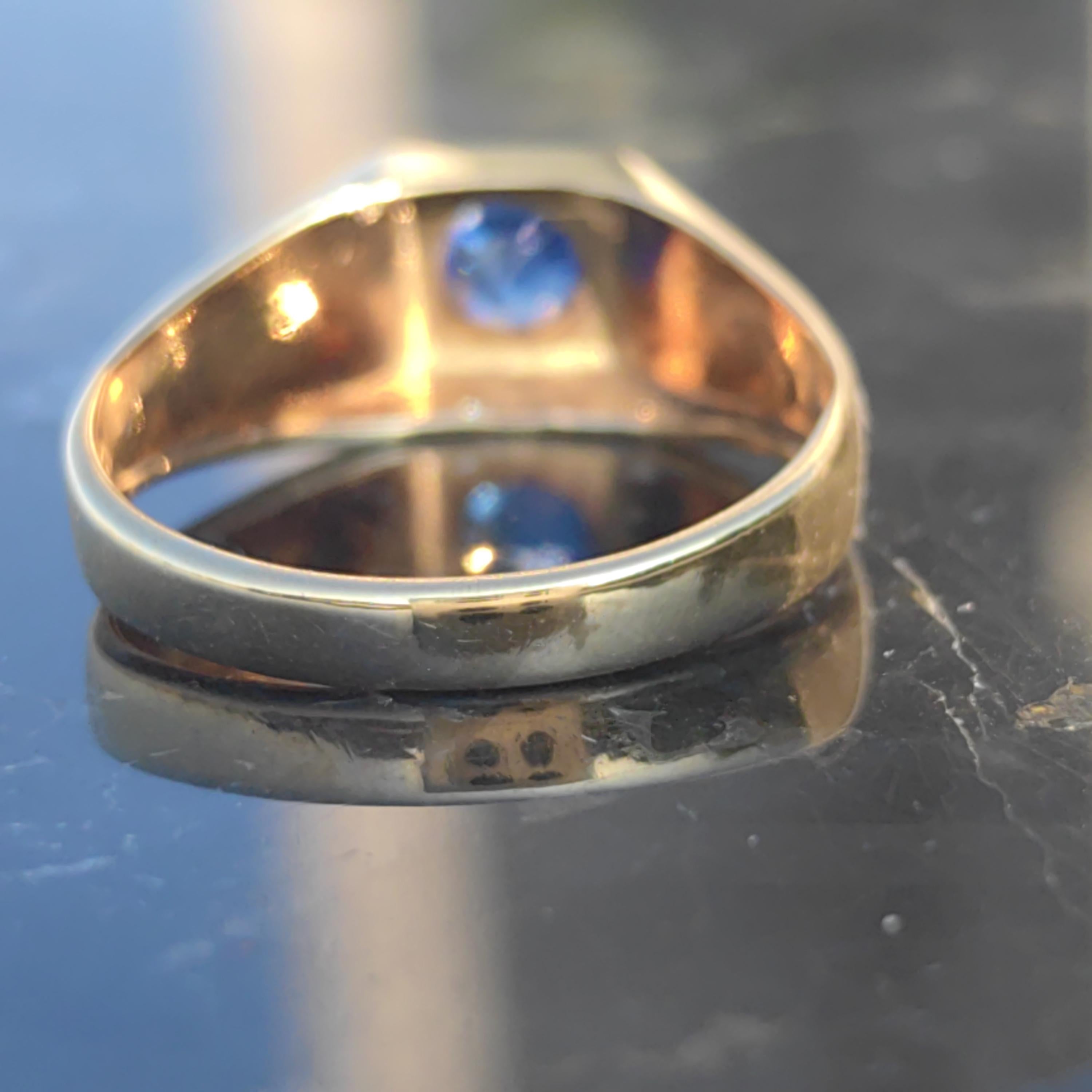 Art Deco Sapphire Ring: 14K Yellow Gold Geometric Engagement Ring