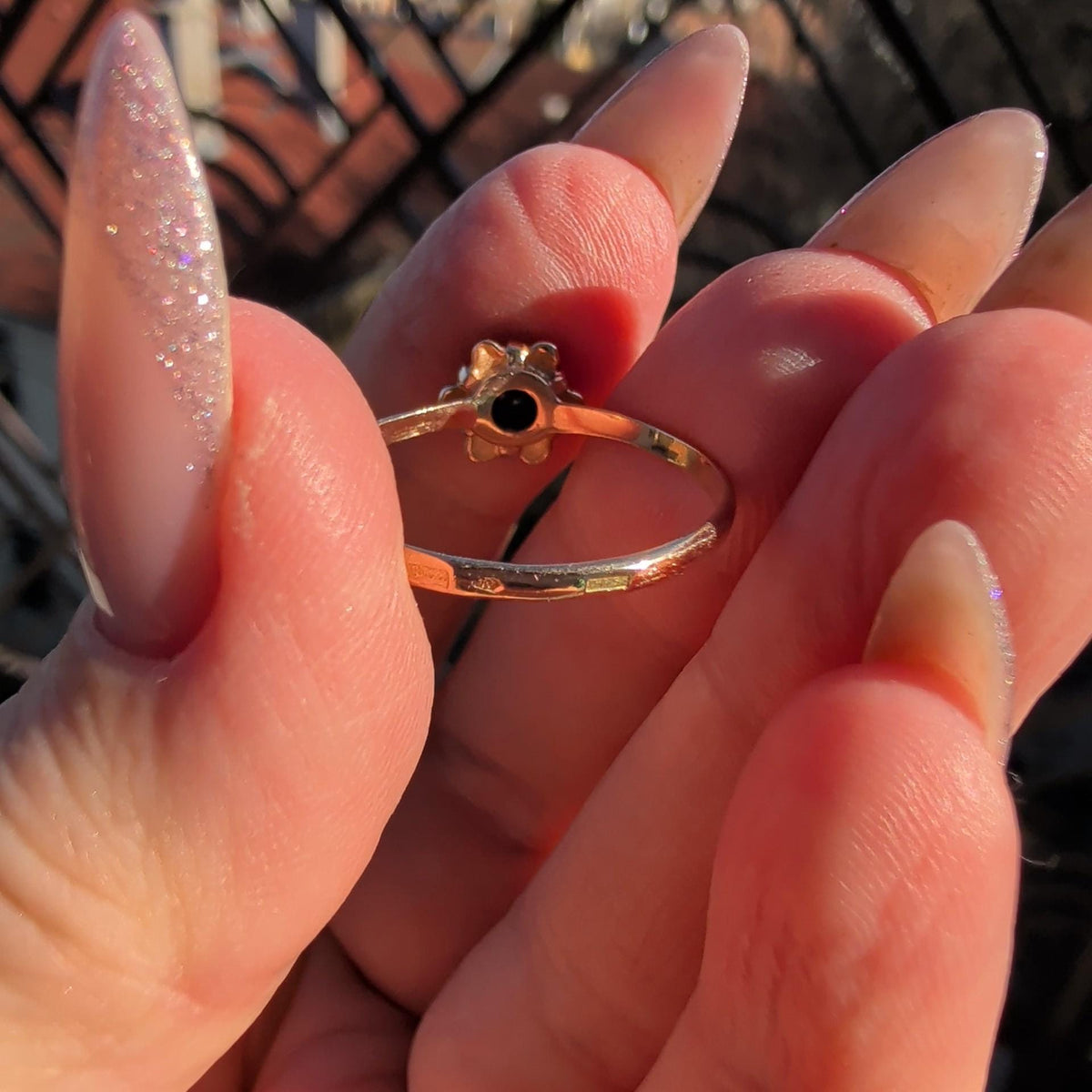 Vintage Blue Natural Cabochon Sapphire Solid Yellow Gold Dainty Ring Sapphire Engagement Ring Gift for Her Present