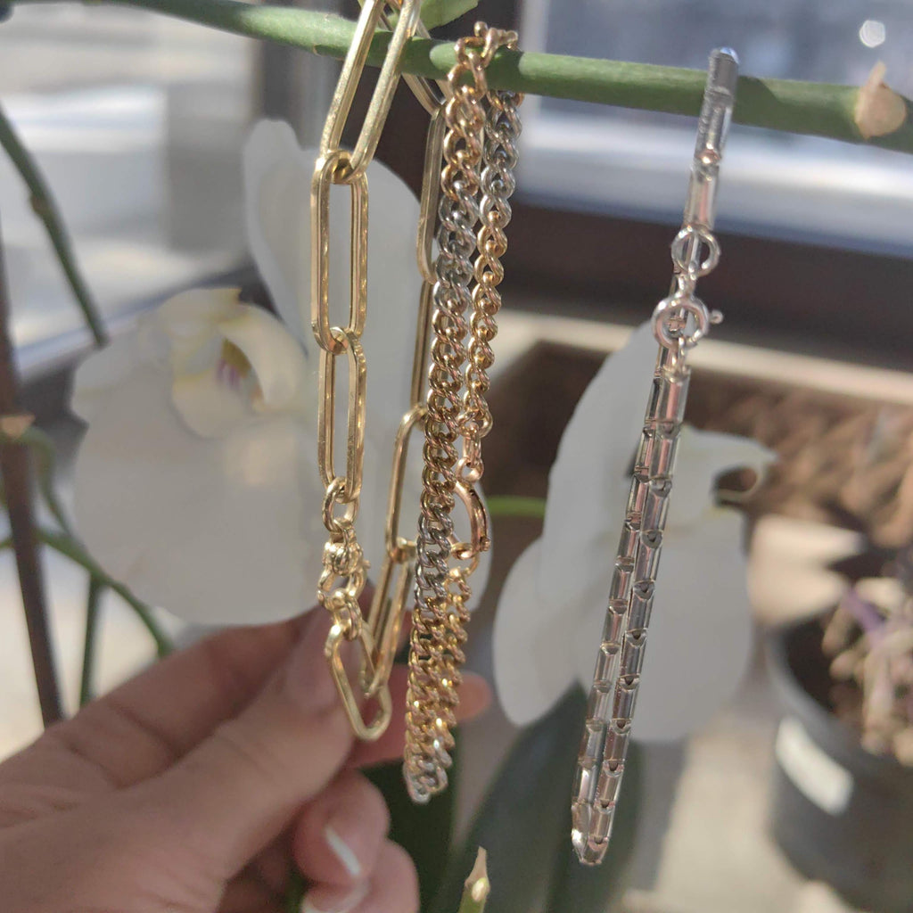 14k Two-Tone Gold Link Bracelet: Handmade Unisex Charm Bracelet