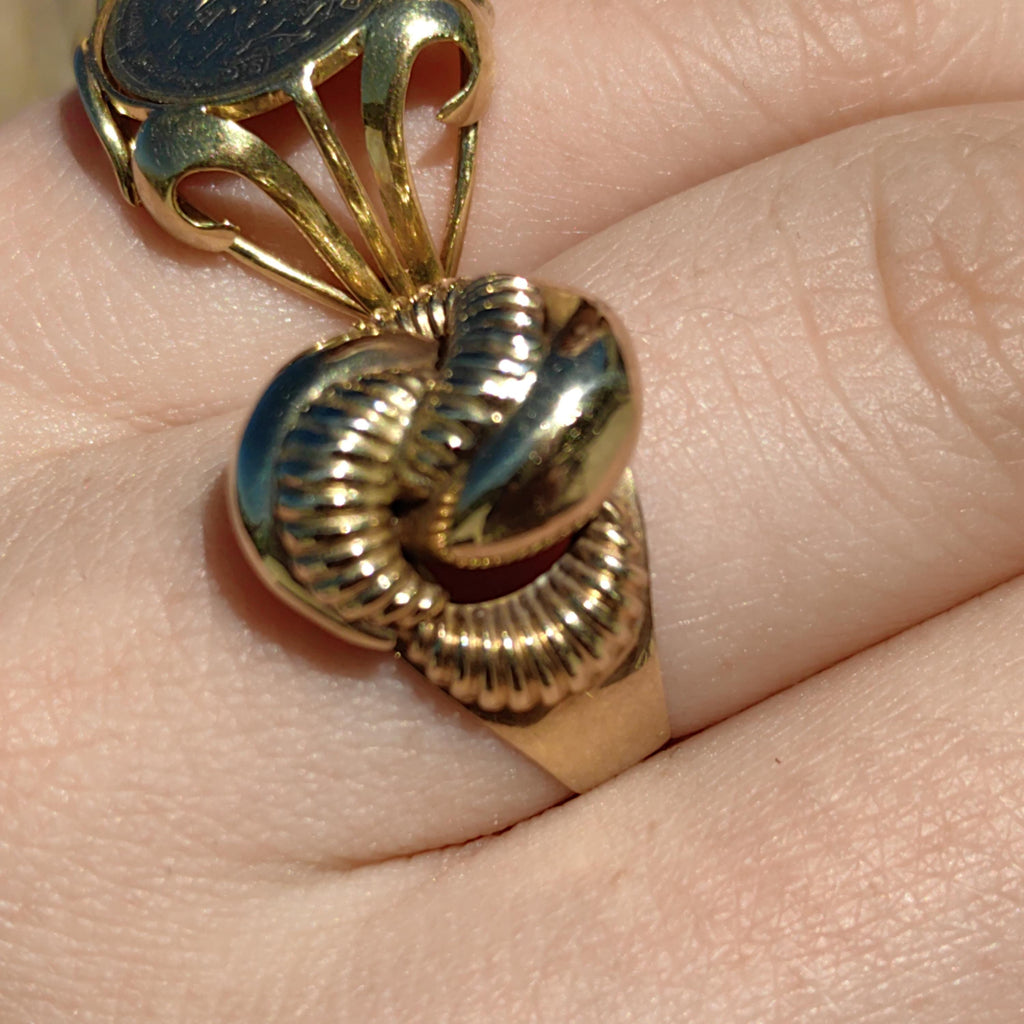 Art Deco 14k Yellow Gold Snail Ring: 1940s Statement Jewelry