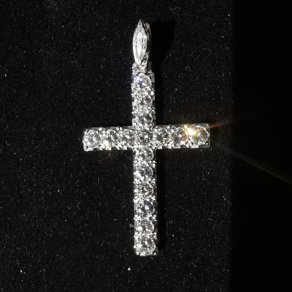 1920s Art Deco Diamond Cross Pendant, 1.85ct Diamonds, Platinum Antique Jewelry, Over 100 Years, US Duty Free HTS 9706