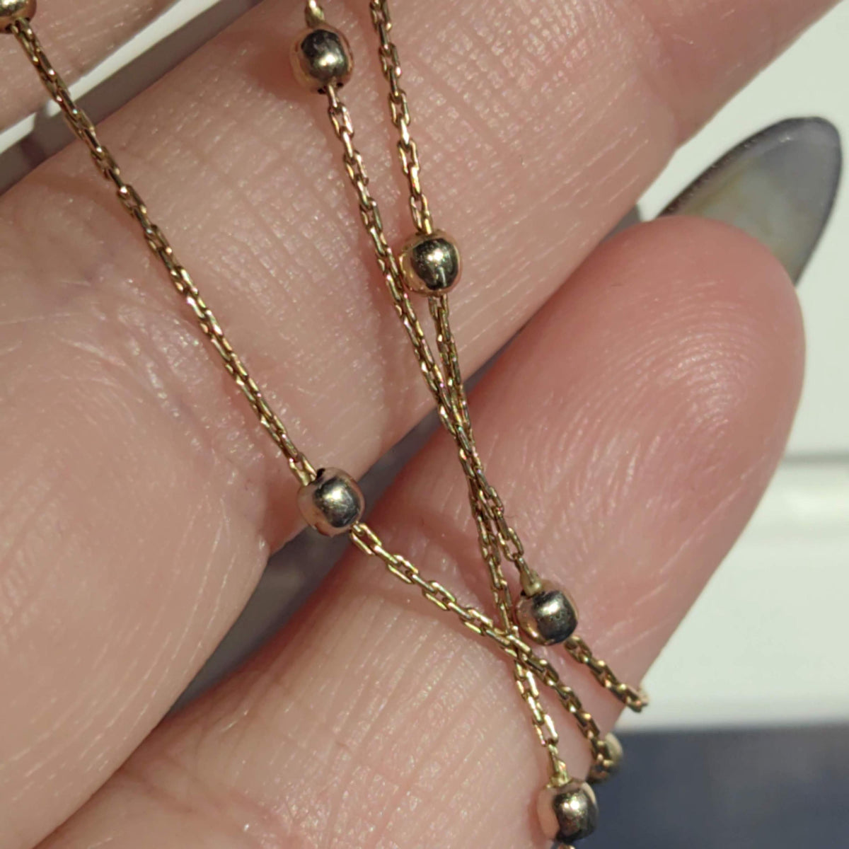 Vintage Antique 14k 585 Hallmarked Solid yellow Gold 45 cm Beaded Dainty Elegant Classic Chain Gift for Her Present