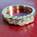 Vintage Cubic Zirconia 10k Gold Half Eternity Bezel Set Wedding Band Ring Promise Ring