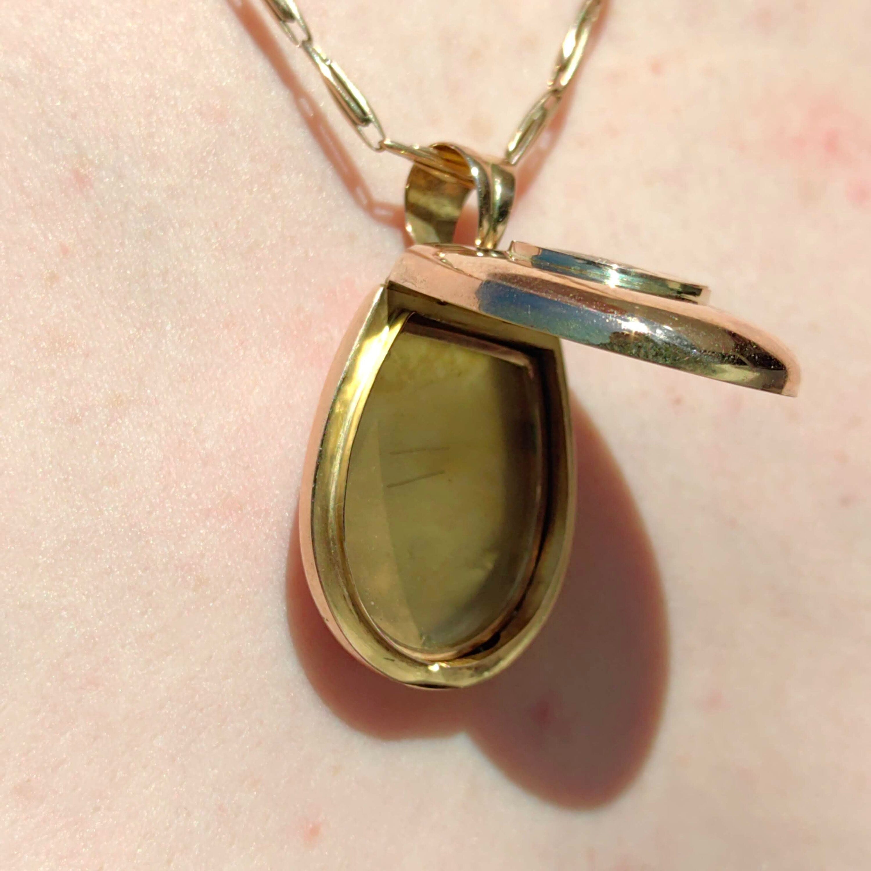 Antique 14k Gold Locket Pendant: Art Nouveau Enamel Horseshoe Design