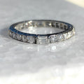 Art Deco Diamond Eternity Ring: 14K Gold Wedding Band, 1930s Floral Design