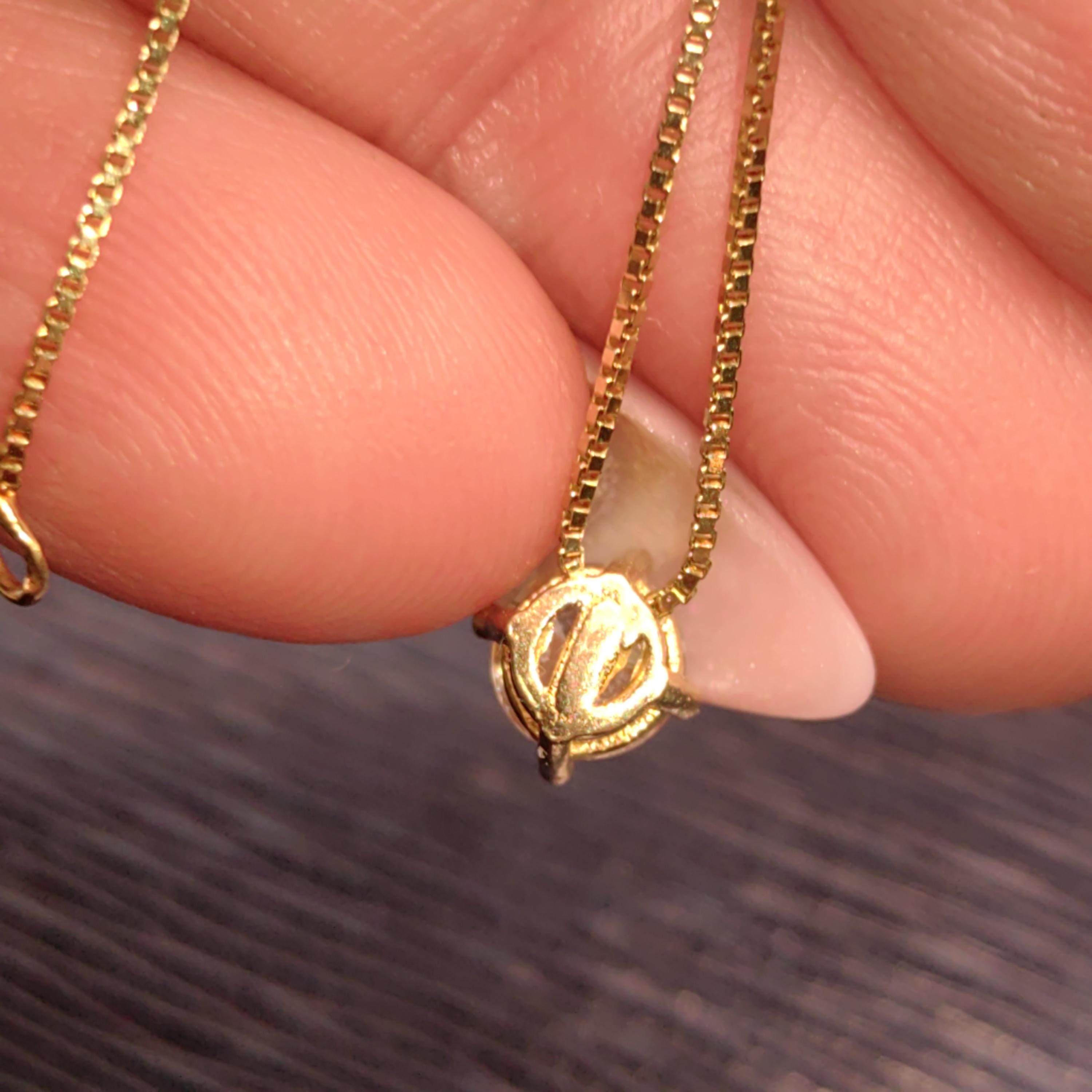 Diamond Solid 14k Solid Gold Vintage solitaire pendant Gift for Her Elegant Dainty Classic Necklace