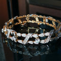 Original Art Deco Diamond Bracelet: 19K Gold Bangle, 3.5ct Old European Cut