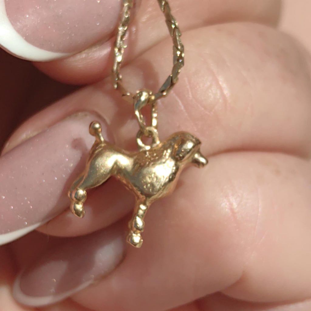 Vintage 18k Gold Poodle Pendant: Mid-Century Dog Charm