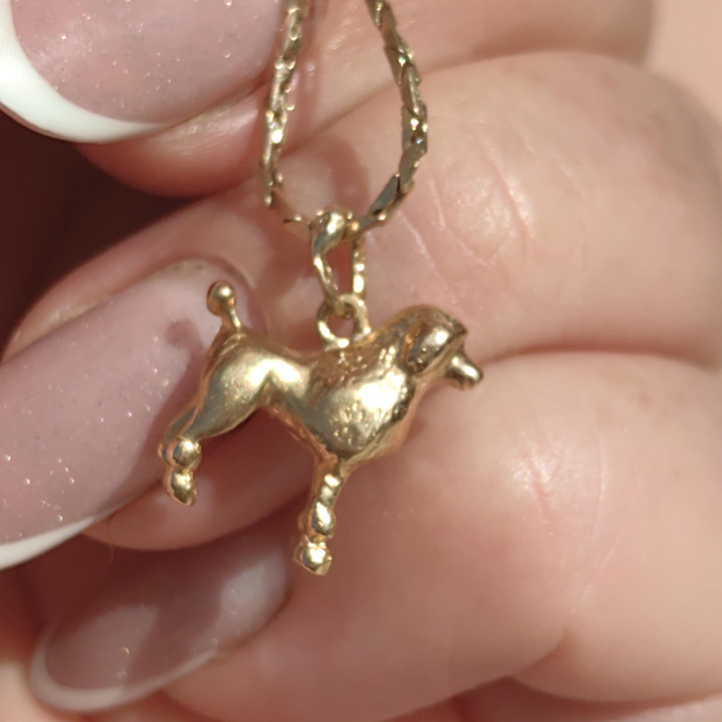 Vintage 18k Gold Poodle Pendant: Mid-Century Dog Charm