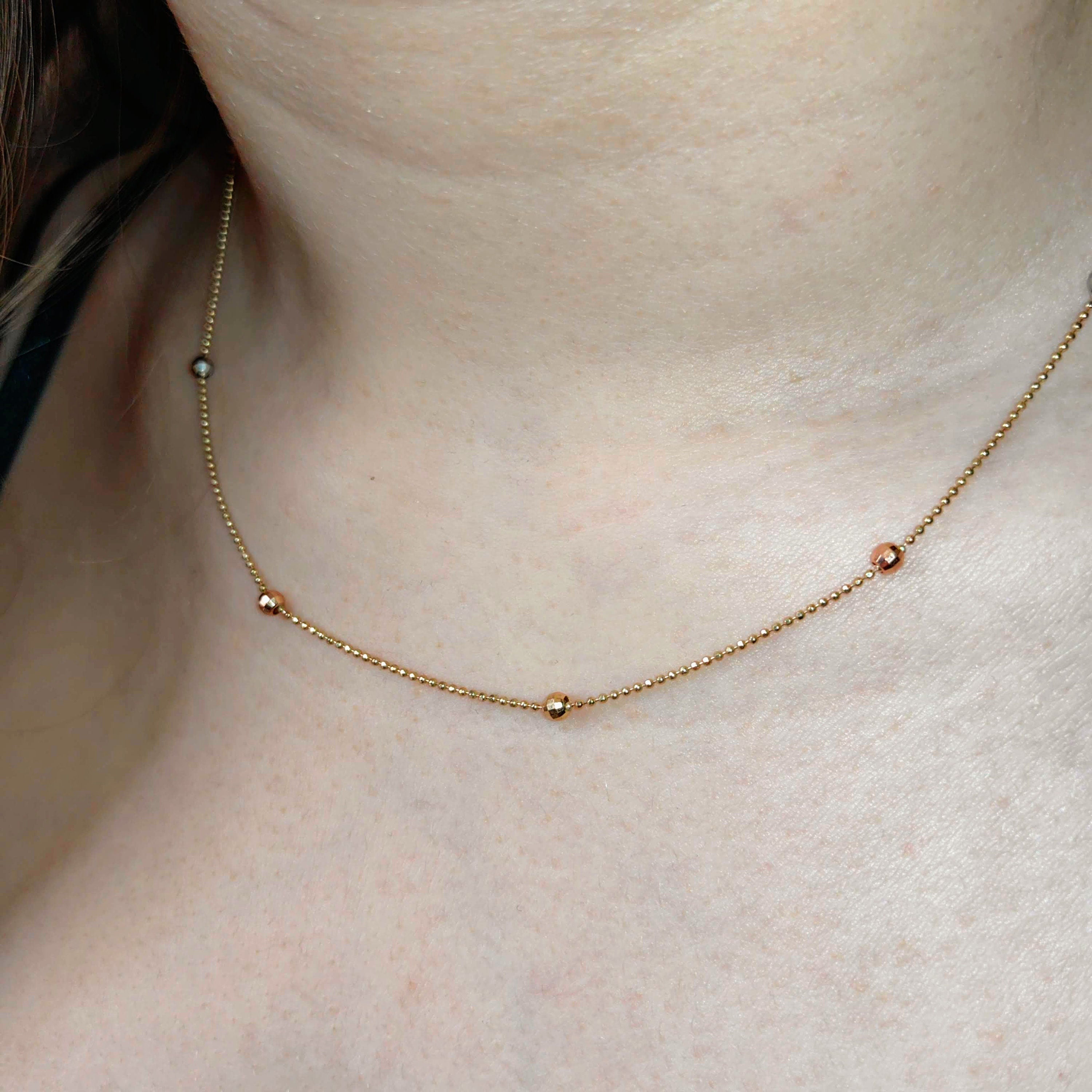 Vintage 10k Gold 42 cm Beaded Chain