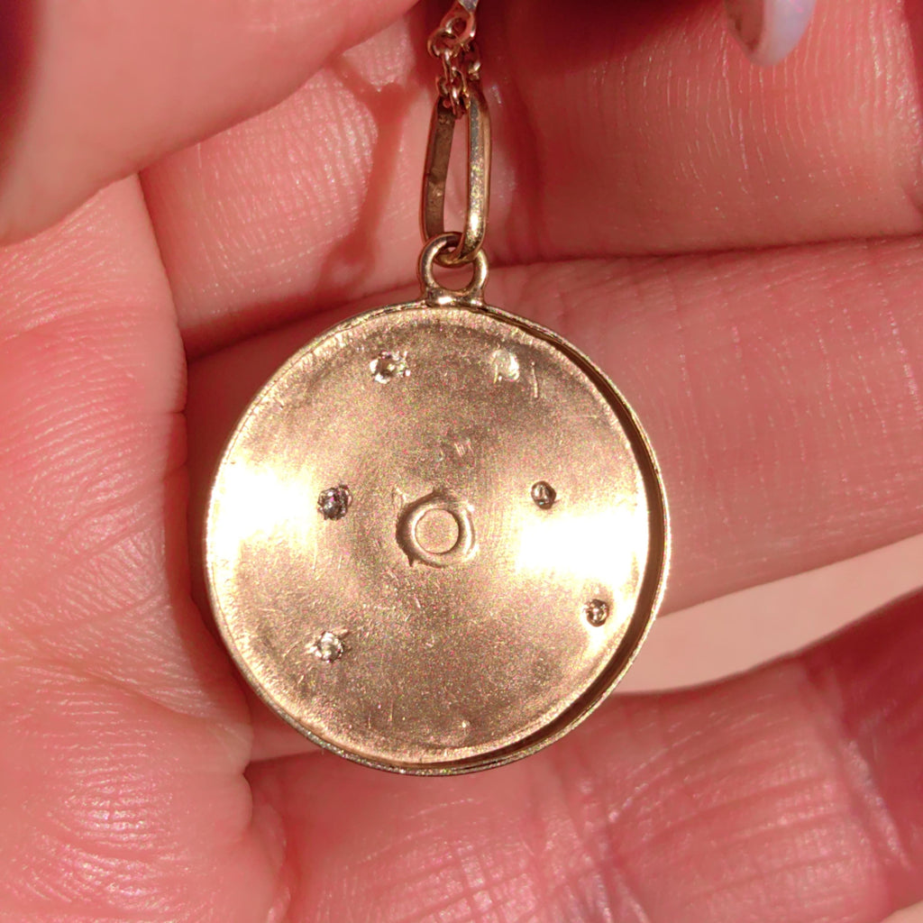 1900s Initial Solid 18k Hallmarked Yellow White Gold Crown Royal Aristocratic Pendant  C J Initial Name Necklace Charm Medal Gift