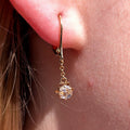 1950s Holland Rose Cut Diamond Dangle Earrings 14k 585 Yellow Gold, Vintage Lever Back Drop Statement Gift for Her