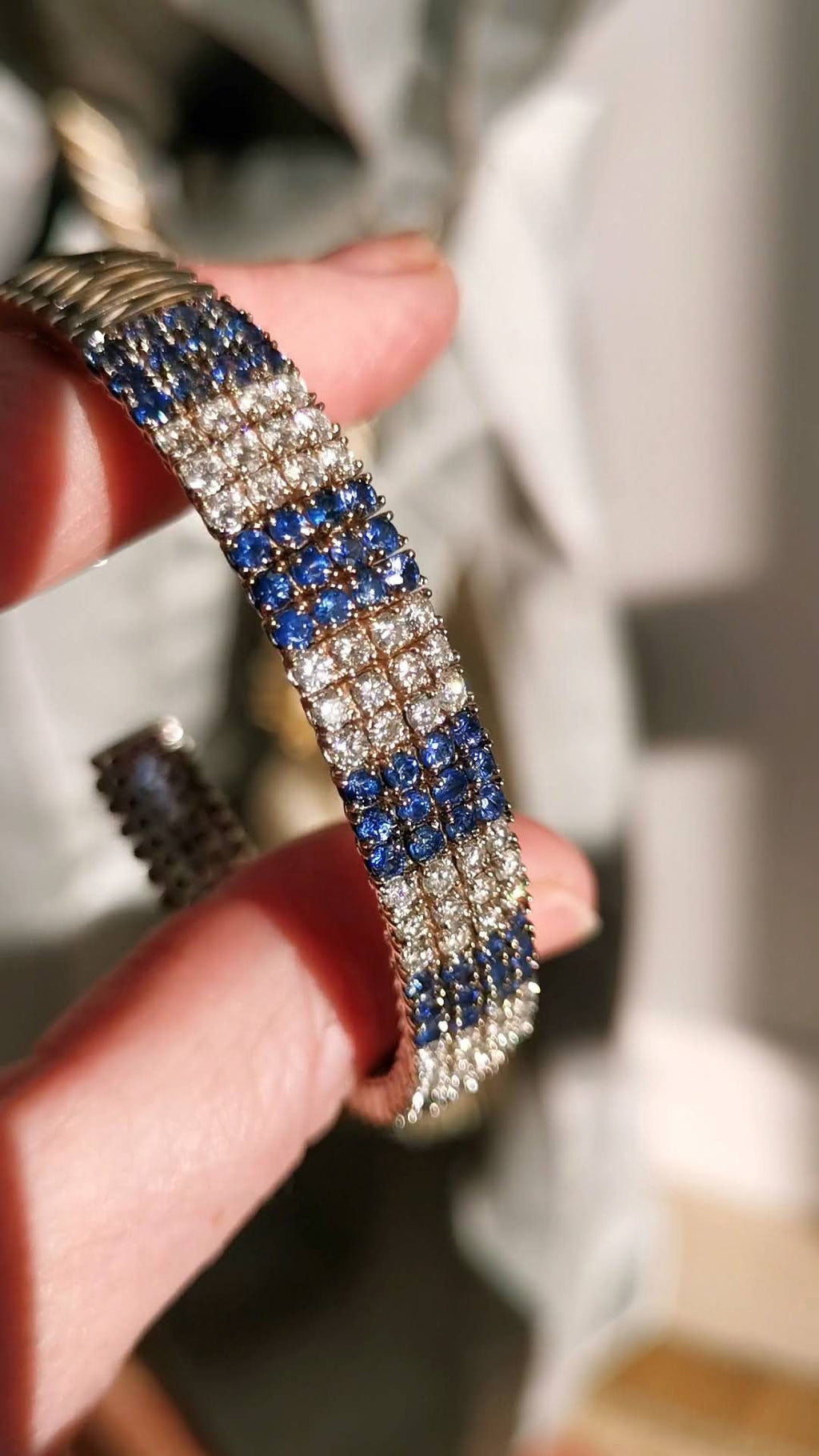 Modern Sapphire and Diamond Platinum bracelet