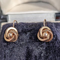 Vintage 14K Solid Yellow Rose Gold Love Knot Sleepers Dormouse Lever Back Closure Earrings Gift for Her Present