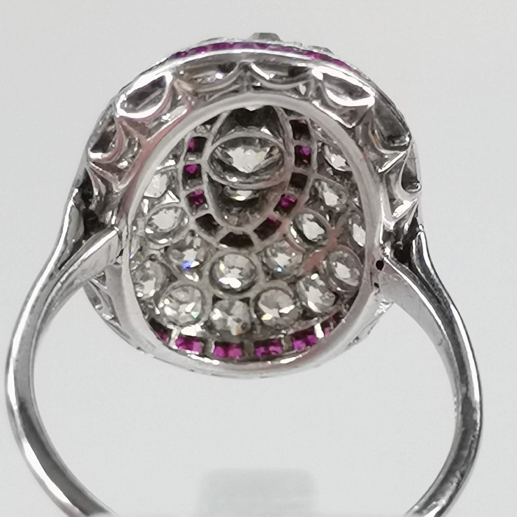 Art Deco Edwardian Natural Ruby and  2.7ct Old Cut Diamond Platinum ring 1920