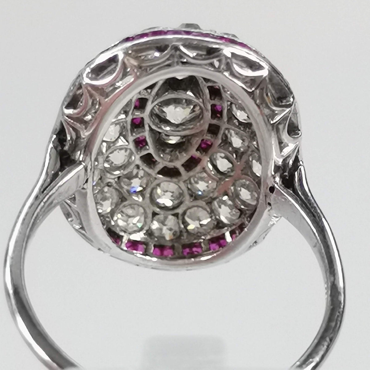 Art Deco Edwardian Natural Ruby and  2.7ct Old Cut Diamond Platinum ring 1920