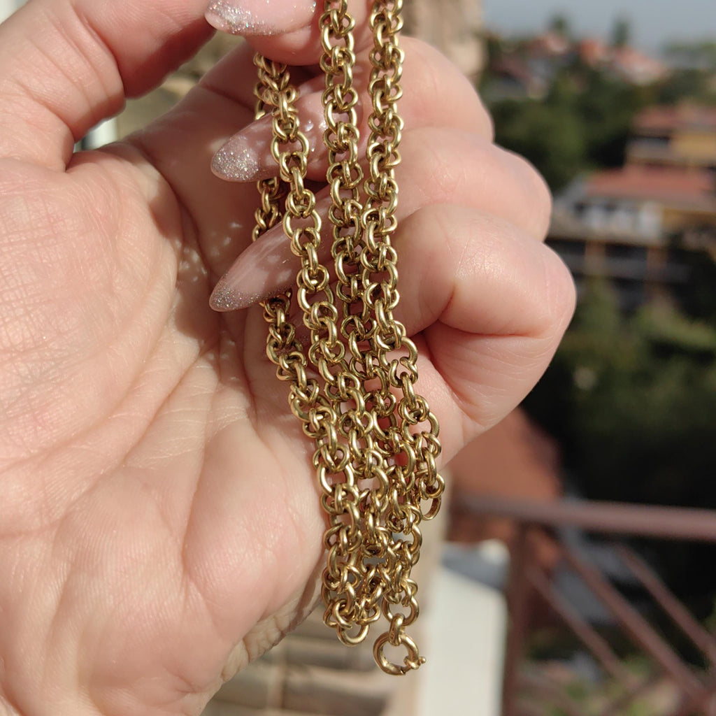 18k 750 Hallmarked Solid Yellow Gold Link Chain Handmade Elegant 46cm Necklace  Victorian Antique Gift for Her Present