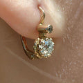 1880s Victorian 14K Champagne Gold Diamond Sleeper Earrings: Antique Dormeuse