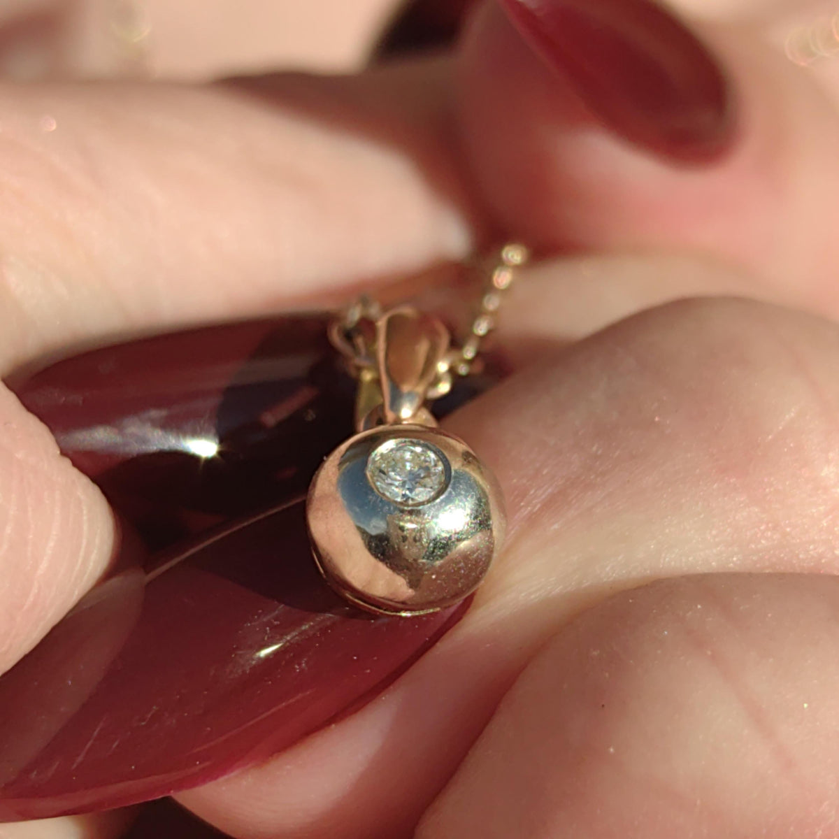 Diamond Solid 14k Yellow Gold Vintage Solitaire diamond Bezel Setting pendant, Gift for Her Elegant Necklace Charm