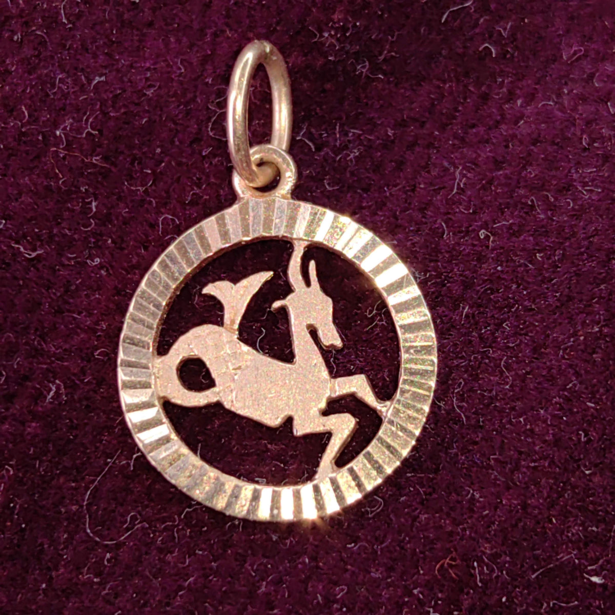 Vintage 14k Solid Yellow Rose Champagne Gold Capricorn Pendant Dainty Zodiac Antique Retro Necklace Bracelet Charm Birth Month Gift for Her