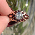Diamond Victorian 1890s Solid 18k Gold dark Purple Aubergine Enamel Antique Engagement Statement Ring Elegant Vintage Gift for Her
