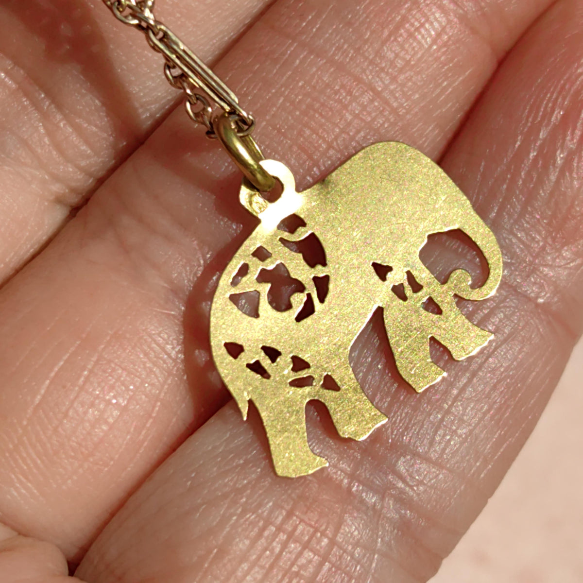 RESERVED FOR M.!!! 1900s Antique 18K Gold Elephant Pendant: Hand-Chiseled Filigree Charm